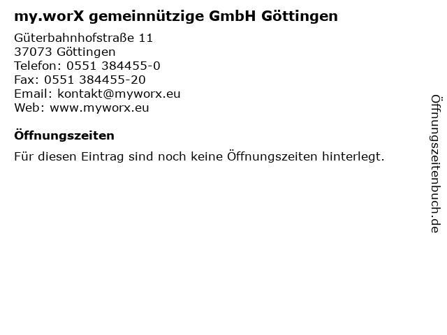 ffnungszeiten my.worX gemeinn tzige GmbH G ttingen